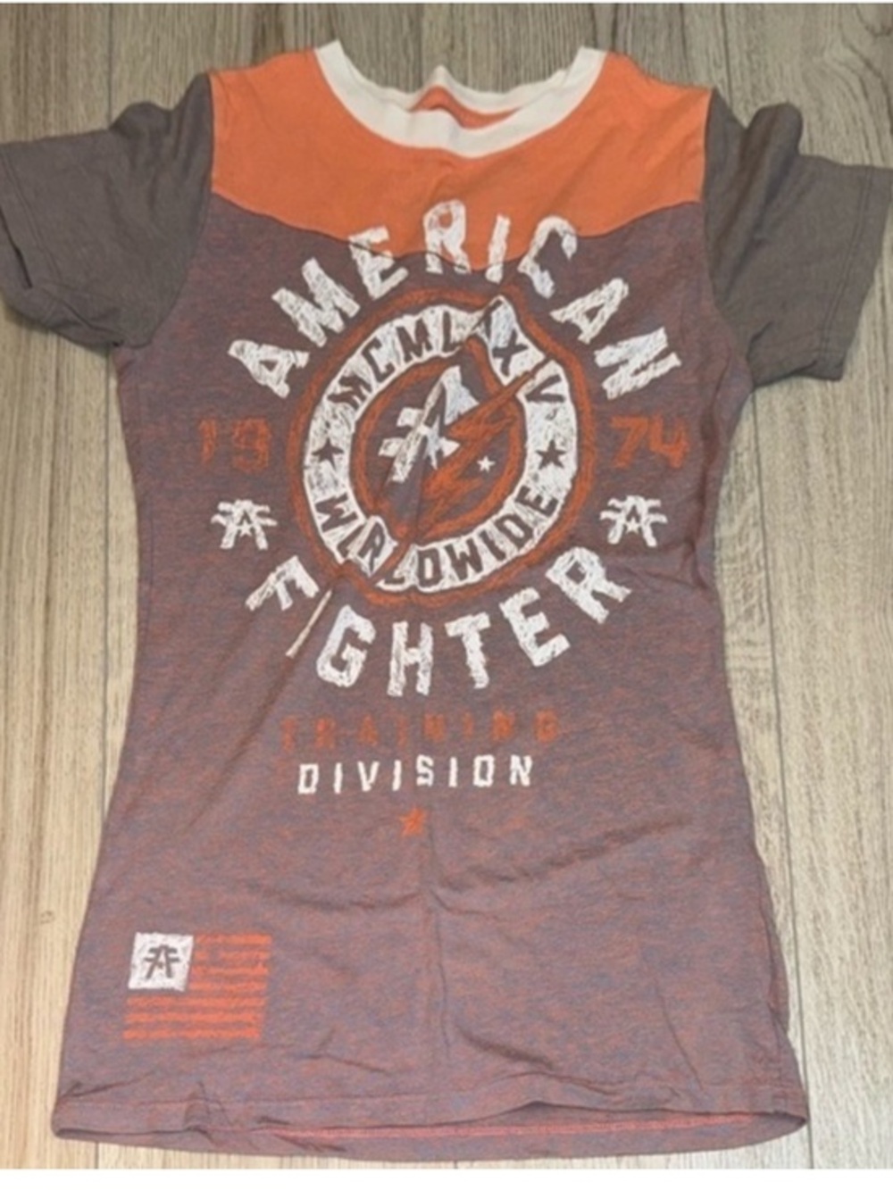 American fighter orange pink short sleeve shirt top